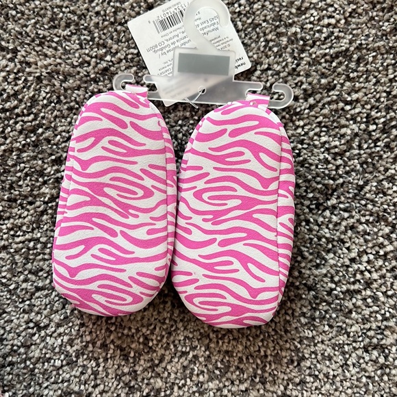 Carters child of mine zebra stripes baby girl shoes. Newborn pink and white - Picture 2 of 2